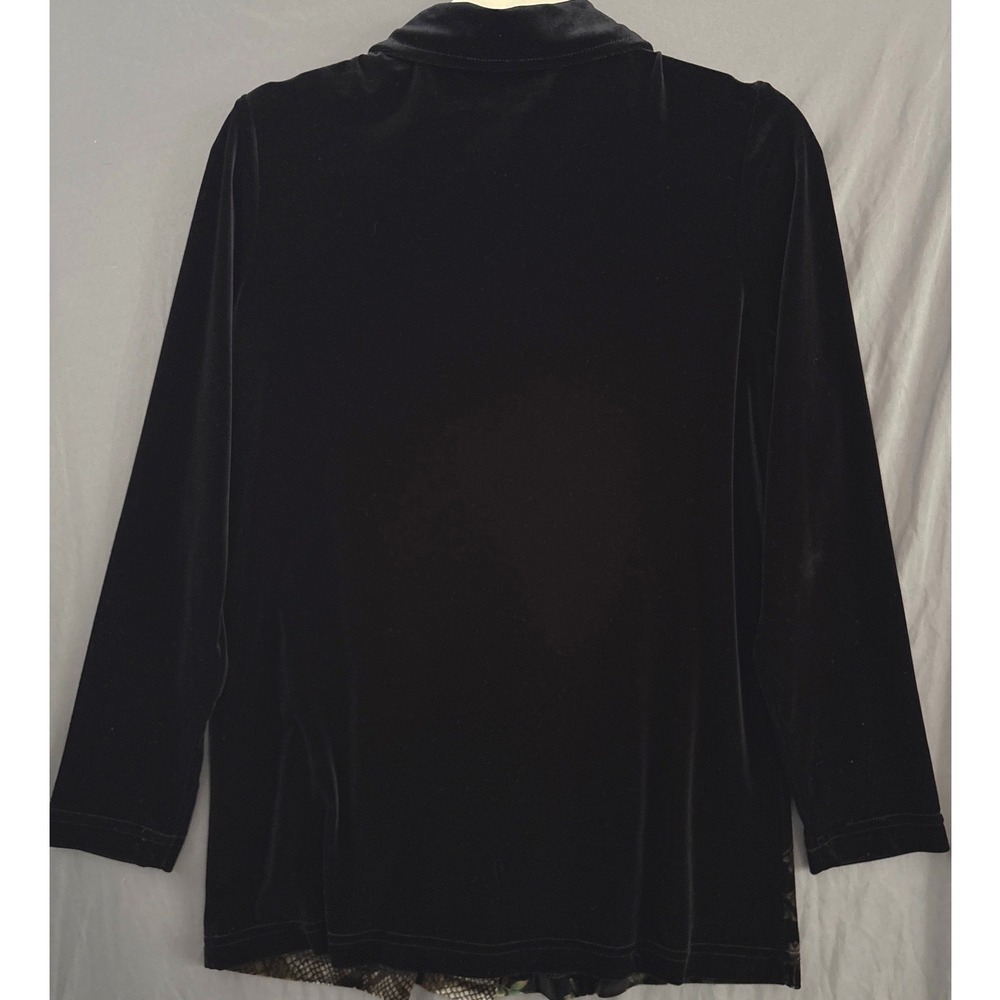 Vtg Y2K Button Down 10 Black Whimsigoth Patchwork Velvet Witchy Vampy Cardigan - Picture 7 of 9